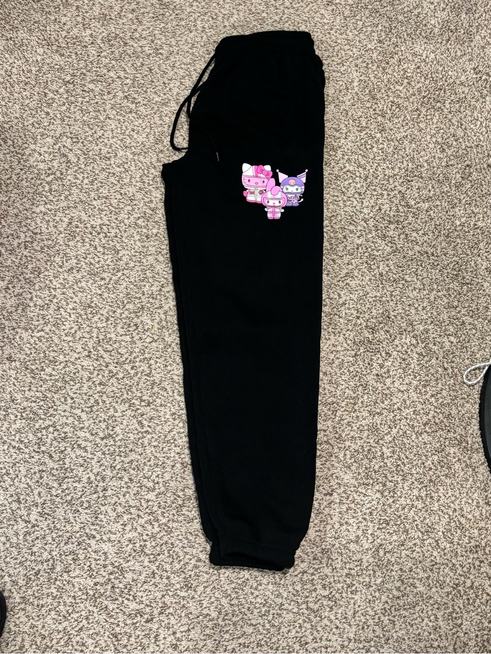 Hello Kitty Black Joggers with Pink & Purple Character Patch